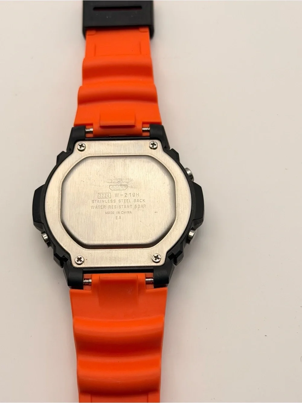 Casio W-219H-4AV Orange Digital Sport LED Illuminator Alarm Stopwatch 50M Resin